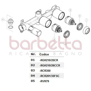 RICAMBIO KIT DI N. 2 TAPPI INCASSO TERMOSTATICO NOBILI RVR79