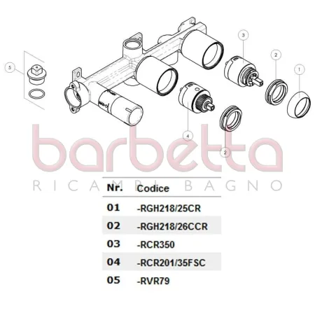 RICAMBIO KIT DI N. 2 TAPPI INCASSO TERMOSTATICO NOBILI RVR79