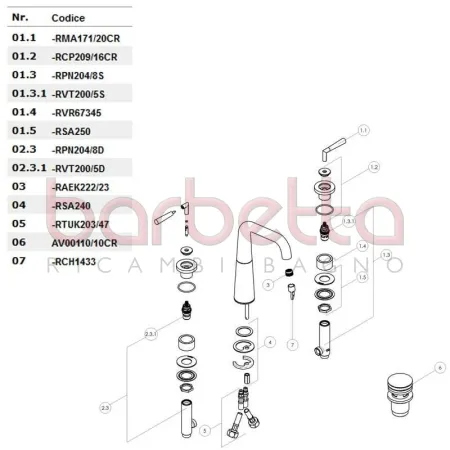 RICAMBIO COMPLETO CAPPUCCIO PER 3 FORI INDICATORI HOT E COLD SERIE LIKID CROMO NOBILI RCP209/16CR
