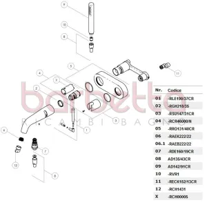 RICAMBIO GANCIO IN OTTONE PER VASCA ESTERNO LIKID CROMO NOBILI RSU147/31CR