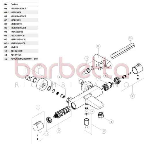 RICAMBIO KIT SACCHETTO VALVOLINA NON RITORNO DIAM.15 TERMOSTATICO CON FILTRI+SEEGER NOBILI RSAK228/62