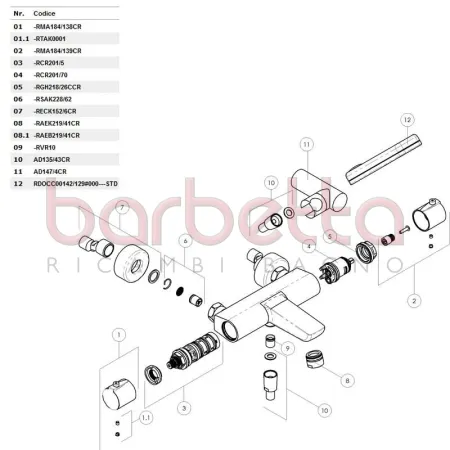 RICAMBIO KIT SACCHETTO VALVOLINA NON RITORNO DIAM.15 TERMOSTATICO CON FILTRI+SEEGER NOBILI RSAK228/62