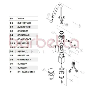 RICAMBIO CANNA LAVABO A 30 GRADI CUBE CROMO NOBILI RCA163/50CR