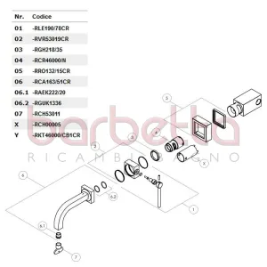RICAMBIO BOCCA COMPLETA EROGAZIONE A MURO CUBE CROMO NOBILI RCA163/51CR