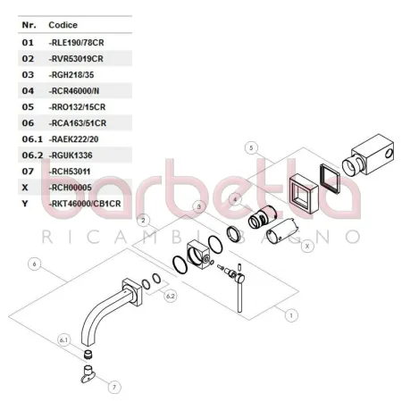 RICAMBIO BOCCA COMPLETA EROGAZIONE A MURO CUBE CROMO NOBILI RCA163/51CR