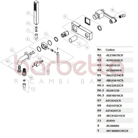 RICAMBIO ROSONE COMPLETO GRUPPO VASCA PLUS QUADRA CROMO NOBILI RRO132/14CR