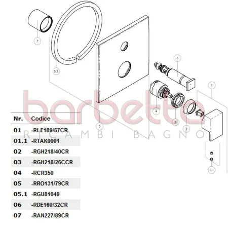 RICAMBIO DEVIATORE INCASSO CUBE CROMO NOBILI RDE160/32CR