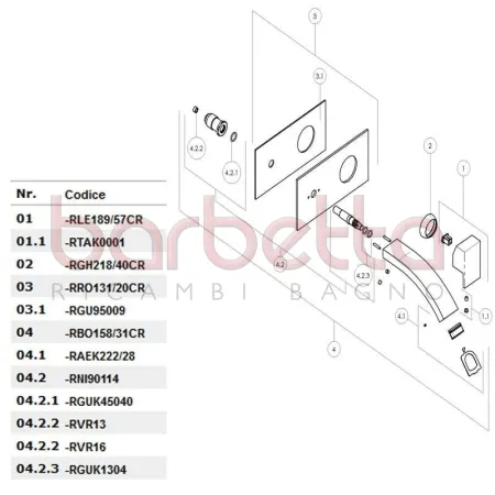 RICAMBIO GUARNIZIONE GOMMA SPUGNA ROSONE NOBILI RGU95009