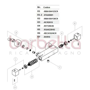 RICAMBIO MANIGLIA QUADRA PER CARTUCCCIA TERMOSTATICA FLUSSO CROMO NOBILI RMA184/130CR