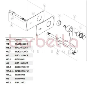 RICAMBIO LEVA MONOCOMANDO VASCA/DOCCIA SOFI' CROMO NOBILI RLE187/58CR