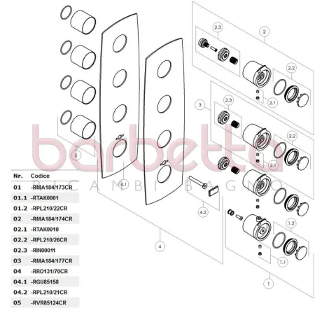 RICAMBIO MANIGLIA TERMOSTATICO LATO TEMPERATURA INCASSO SOFI' CROMO RMA184/173CR