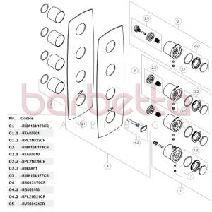 RICAMBIO MANIGLIA DEVIATORE FLUSSO TERMOSTATICO INCASSO SOFI' CROMO NOBILI RMA184/174CR