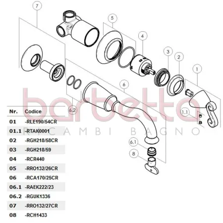 RICAMBIO ROSONE COMPLETO DIAM. 80 PER MISCELATORE INCASSO A MURO DUBAI CROMO NOBILI RRO132/26CR