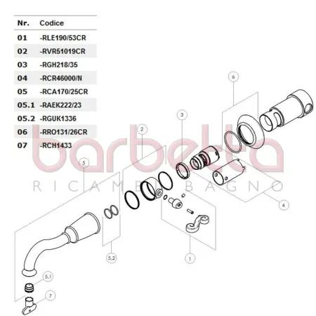 RICAMBIO ROSONE COMPLETO PER INCASSO C/DEVIAZ. SERIE LOOP CROMO NOBILI RRO131/26CR