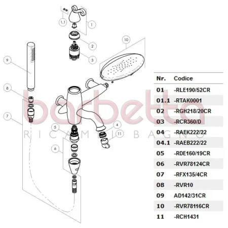 RICAMBIO SUPPORTO PORTASAPONE + CRISTALLO + GRANO PER SERIE DUBAI CROMO NOBILI RVR78116CR