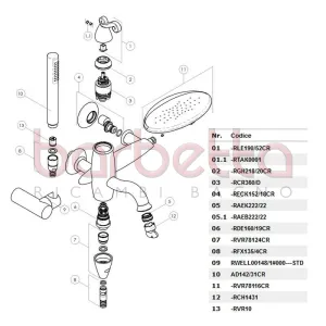 RICAMBIO KIT COPPIA ECCENTRICI MURALI 1/2" COMPLETI DI ROSONE DUBAI CROMO NOBILI RECK152/18CR