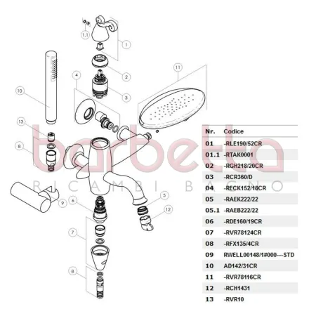 RICAMBIO KIT COPPIA ECCENTRICI MURALI 1/2" COMPLETI DI ROSONE DUBAI CROMO NOBILI RECK152/18CR
