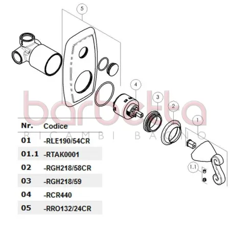 RICAMBIO ROSONE COMPLETO PER INCASSO DUBAI CROMO NOBILI RRO132/24CR
