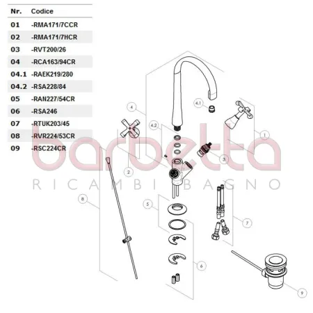 RICAMBIO ASTINA DI SCARICO CARLOS PRIMERO CROMO NOBILI RVR224/53CR