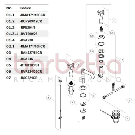 RICAMBIO SACCHETTINO BATTERIA LAVABO NOBILI RSA230