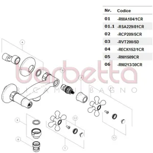 RICAMBIO NIPLEX ADATTATORE PER ATTACCO FLEX CROMO NOBILI RNI1509CR