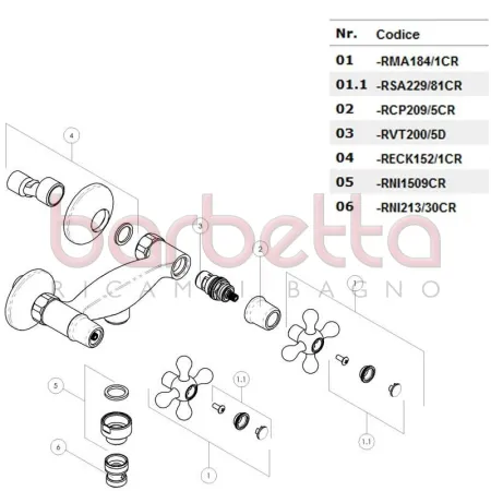 RICAMBIO NIPLEX ADATTATORE PER ATTACCO FLEX CROMO NOBILI RNI1509CR