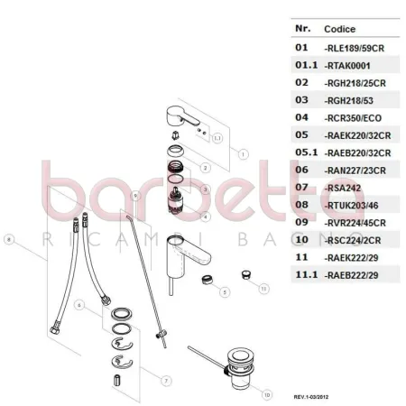 RICAMBIO CARTUCCIA DIAM. 35 CON DISTRIBUTORE ECO NOBILI RCR350/ECO