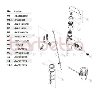 RICAMBIO AERATORE M22x1 CON SNODO CROMO NOBILI RAE221/5CR