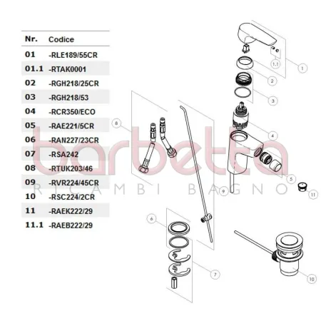 RICAMBIO AERATORE M22x1 CON SNODO CROMO NOBILI RAE221/5CR