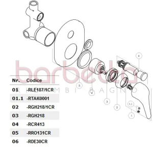 RICAMBIO ROSONE MISCELATORE INCASSO C/DEV. CROMO NOBILI RRO131CR