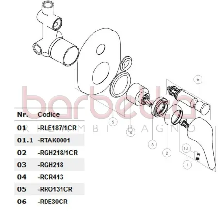 RICAMBIO ROSONE MISCELATORE INCASSO C/DEV. CROMO NOBILI RRO131CR