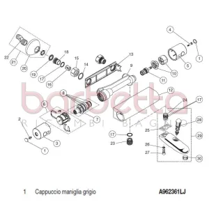 CAPPUCCIO MANIGLIA GRIGIO CERATHERM 50 IDEAL STANDARD A962361LJ