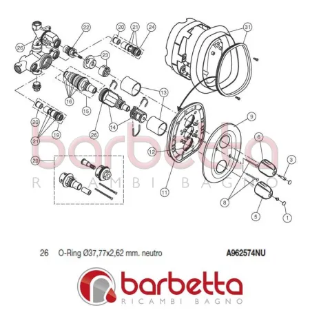 O-RING 37.77X2.62 MM NEUTRO CERATHERM 100 IDEAL STANDARD A962574NU