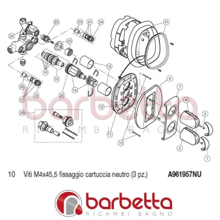 VITI M4X45.5 FISSAGGIO CARTUCCIA CERATHERM 200 IDEAL STANDARD A961957NU
