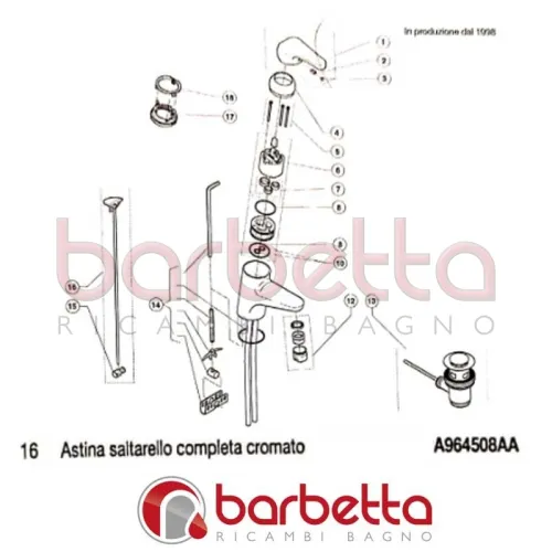 ASTINA SALTARELLO COMPLETA CROMATO CERASPRINT IDEAL STANDARD A964508AA