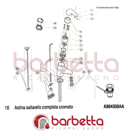 ASTINA SALTARELLO COMPLETA CROMATO CERASPRINT IDEAL STANDARD A964508AA