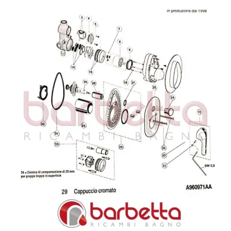 CAPPUCCIO CROMATO CERASPRINT IDEAL STANDARD A960971AA