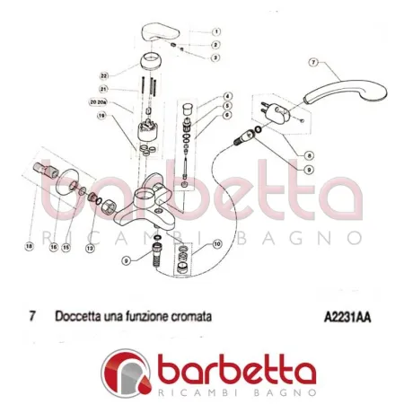 DOCCETTA UNA FUNZIONE CROMATA CERAPLAN IDEAL STANDARD A2231AA
