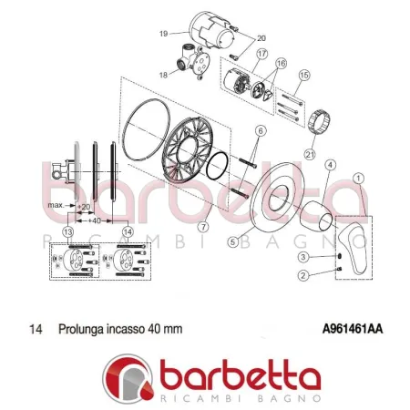 PROLUNGA INCASSO 40 MM CERAPLAN IDEAL STANDARD A961461AA