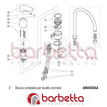 BOCCA COMPLETA PER LAVELLO CROMATO CERAPLAN IDEAL STANDARD A964530AA