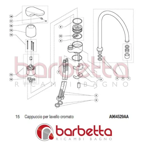 CAPPUCCIO PER LAVELLO CROMATO CERAPLAN IDEAL STANDARD A964529AA