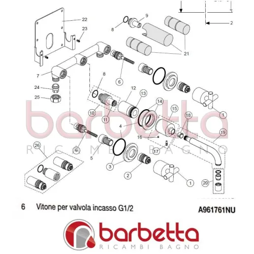 VITONE PER VALVOLA INCASSO G1/2 IQ IDEAL STANDARD A961761NU