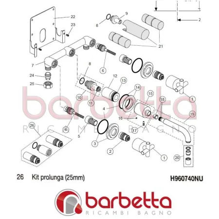 KIT PROLUNGA 25 MM IQ IDEAL STANDARD H960740NU