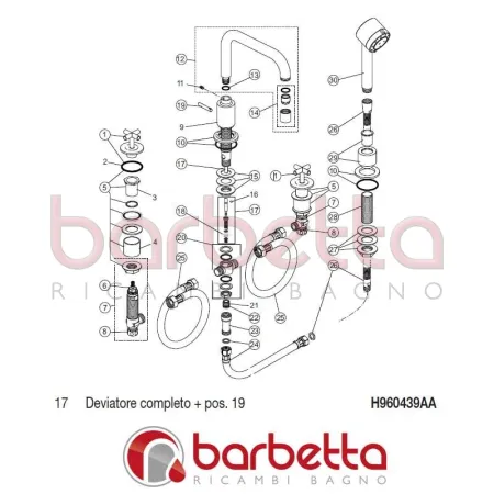 DEVIATORE COMPLETO IQ IDEAL STANDARD H960439AA