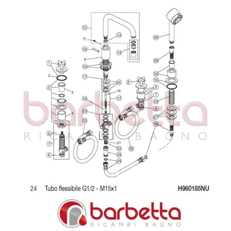 TUBO FLESSIBILE G1/2 - M15X1 IQ IDEAL STANDARD H960185NU