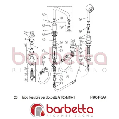 TUBO FLESSIBILE PER DOCCETTA G1/2XM15X1 IQ IDEAL STANDARD H960440AA