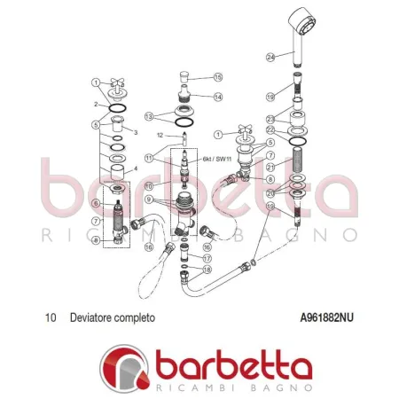 DEVIATORE COMPLETO IQ IDEAL STANDARD A961882NU