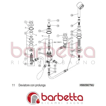 DEVIATORE CON PROLUNGA IQ IDEAL STANDARD H960987NU