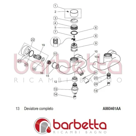 DEVIATORE COMPLETO IQ IDEAL STANDARD A860461AA