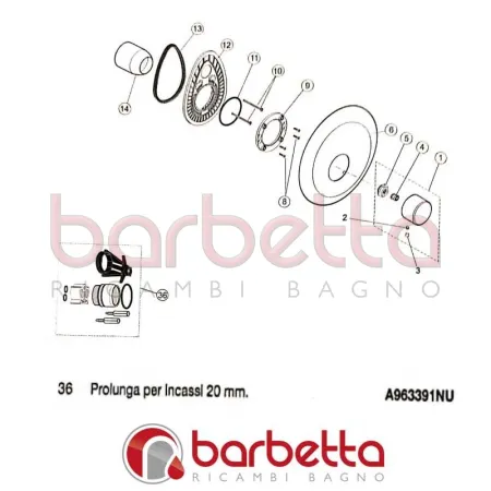 PROLUNGA PER INCASSI 20 MM IQ IDEAL STANDARD A963391NU
